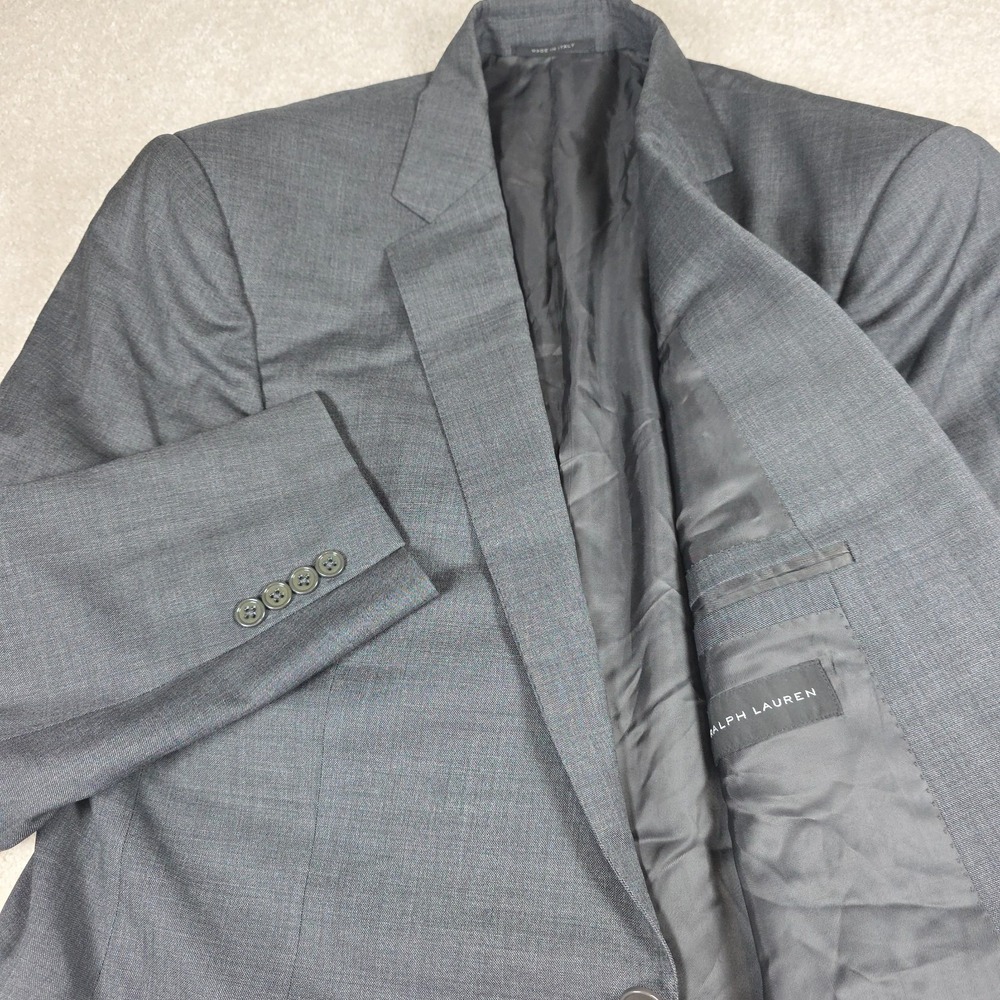 Ralph Lauren Blazer Mens 44L Sharkskin Gray Wool Notch Lapel Double Vented Italy